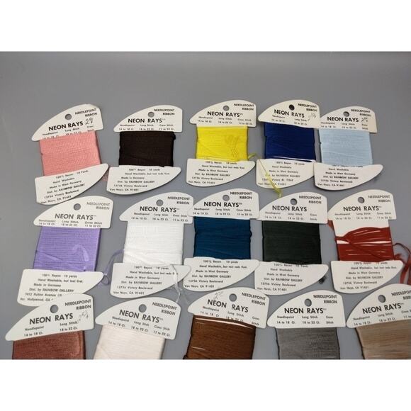 19x Needlepoint/Embroidery THREAD RAINBOW GALLERY Neon Rays rayon ribbon (3) - Picture 3 of 5